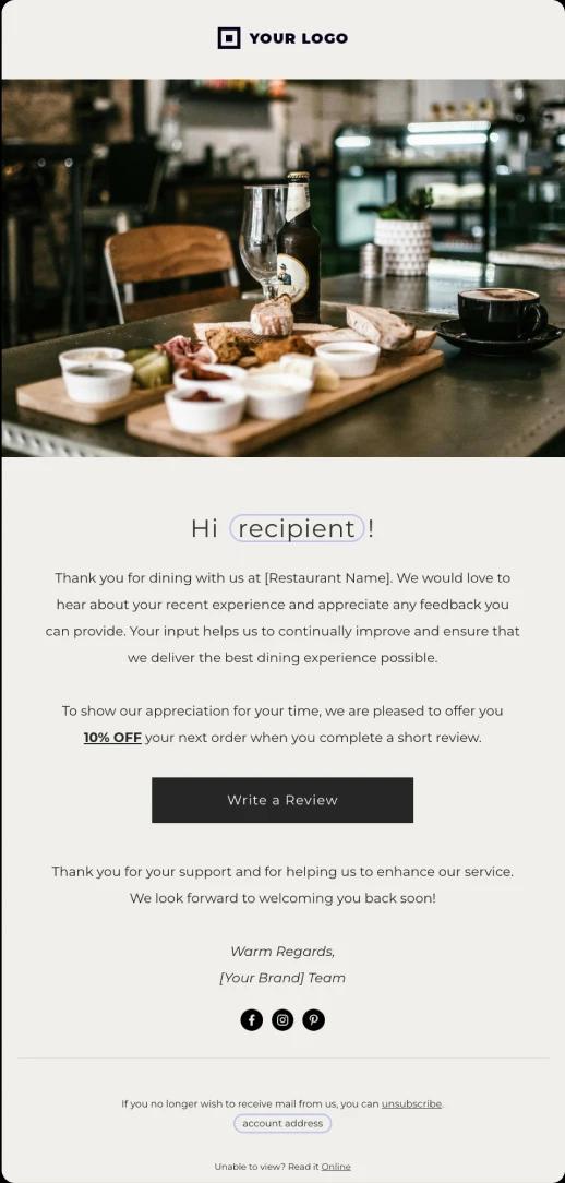 Restaurant: Service Review Request