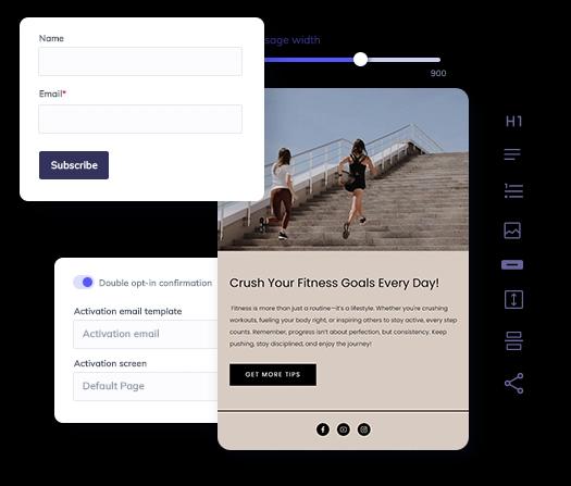 Elements of Elastic Email's UI realted to newsletters