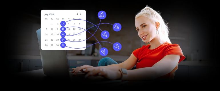 A woman sending a newsletter using Elastic Email