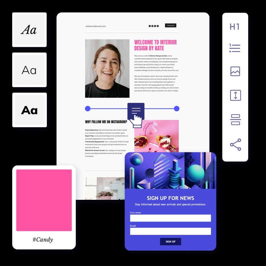 Built-in landing pages & signup forms