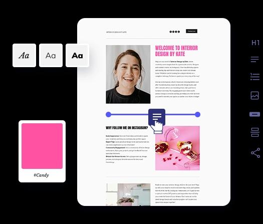 A landing page being built in Elastic Email's editor with UI visible