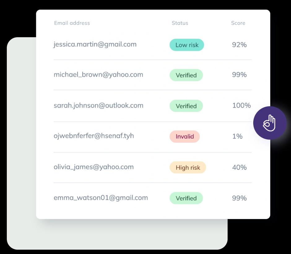 Validate your email lists with the built-in Email Verification Service