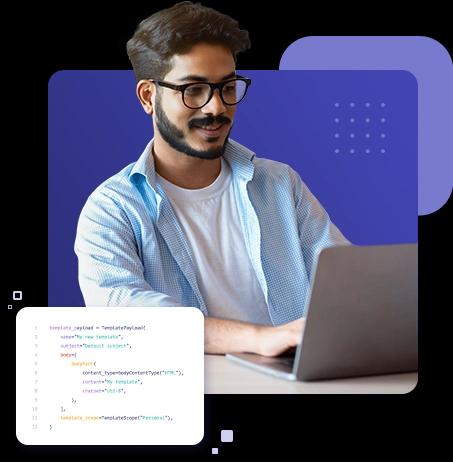 The photo of a man coding