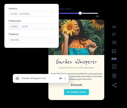 Elements of Elastic Email's UI realted to newsletters