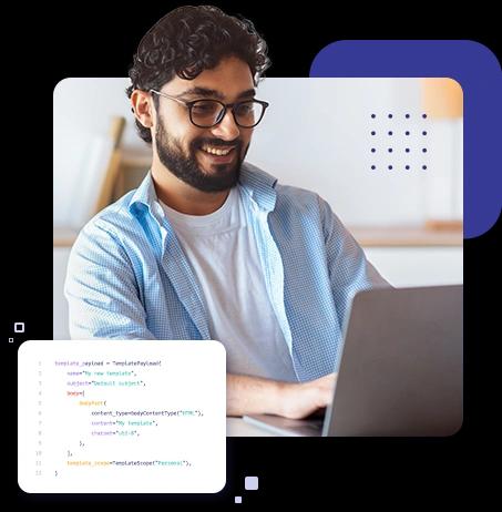 The photo of a man coding