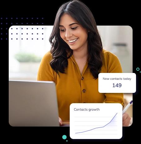 Photo of a woman analyzing marketing campaign data
